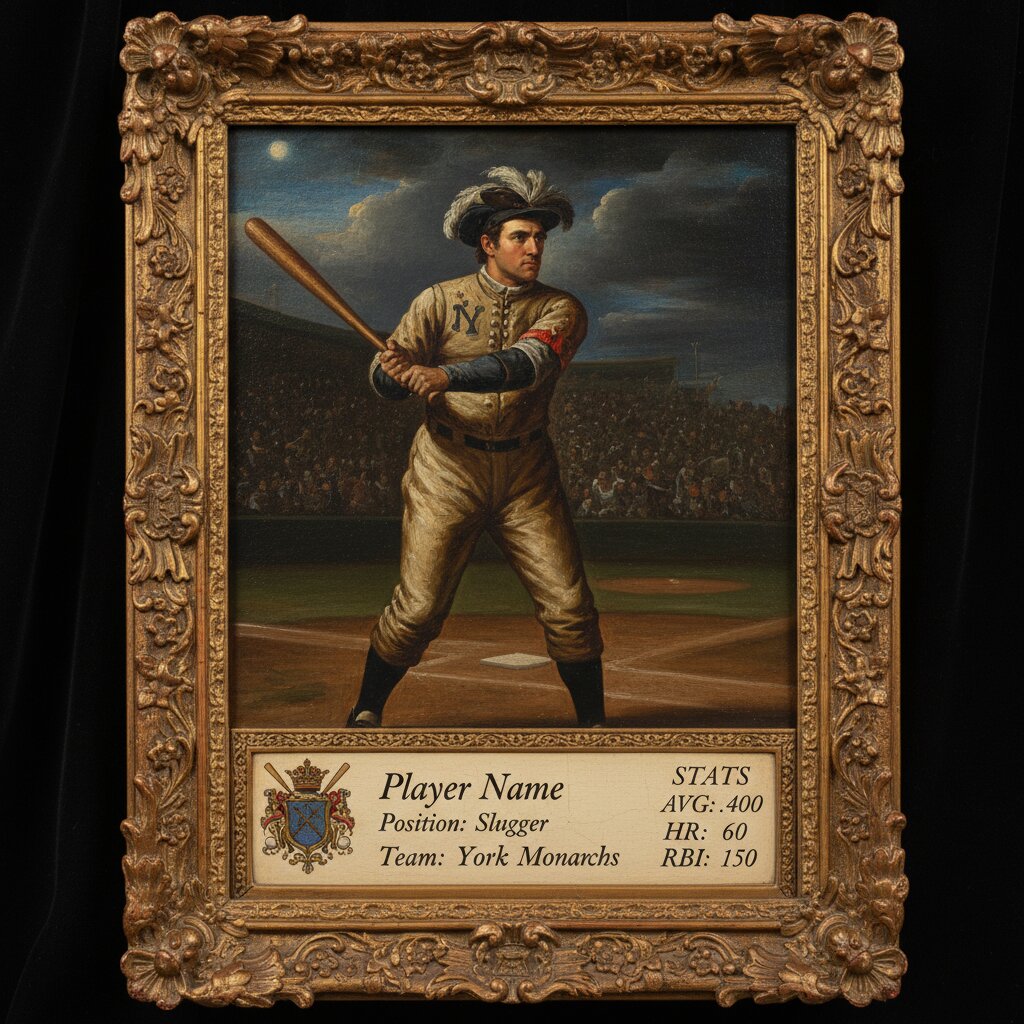 Renaissance oil painting &mdash; baseball card &mdash; generated image
