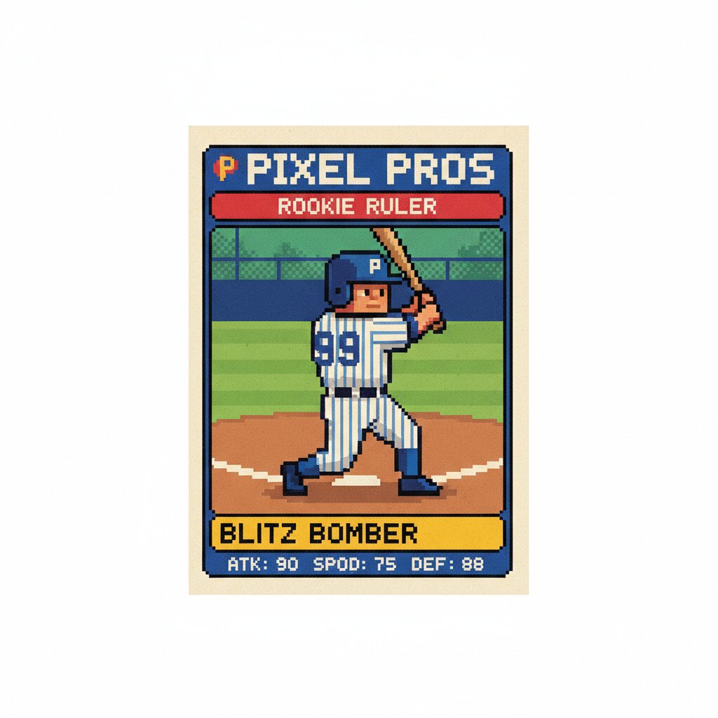 8-bit pixel art &mdash; baseball card &mdash; generated image