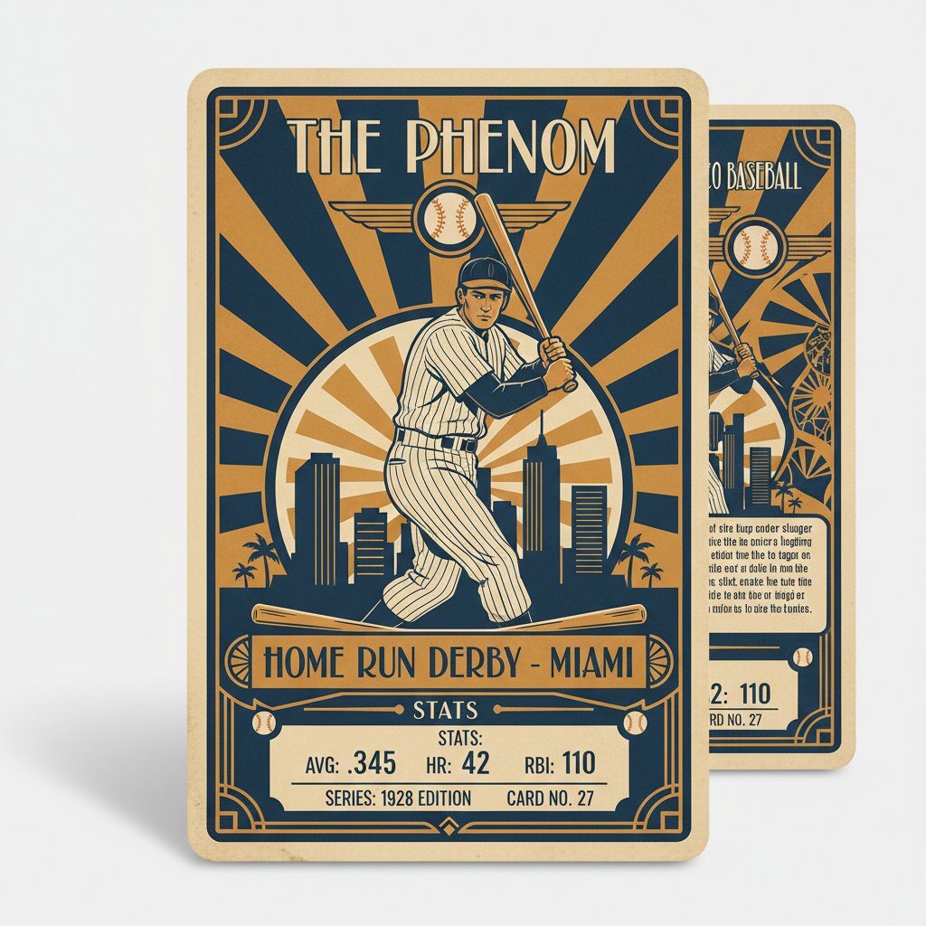 Art Deco travel poster &mdash; baseball card &mdash; generated image