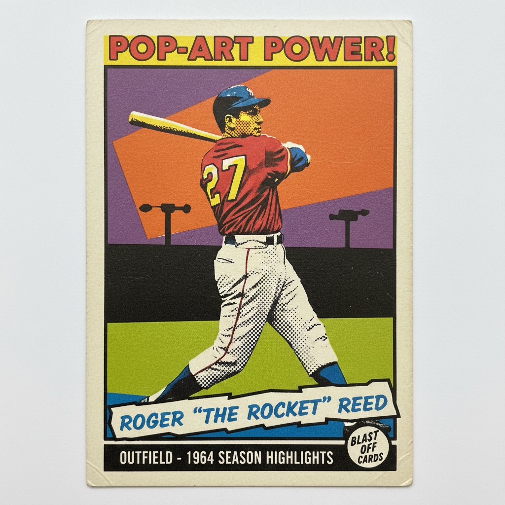pop art silkscreen &mdash; baseball card &mdash; generated image