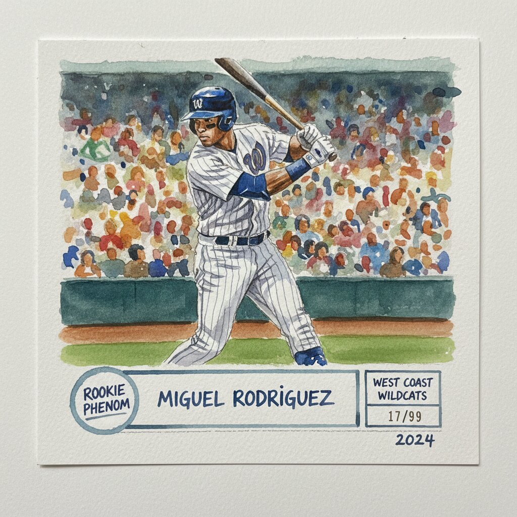 watercolor sketchbook &mdash; baseball card &mdash; generated image