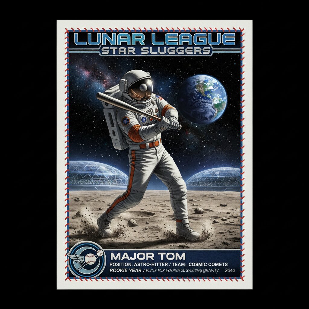 outer space &mdash; baseball card &mdash; generated image