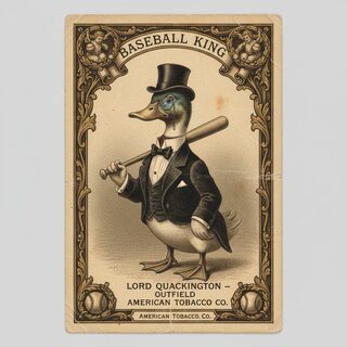 1910s tobacco card &mdash; a duck wearing a tuxedo