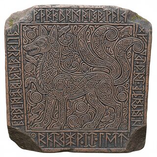 Norse Runic Carving &mdash; A nine-tailed fox