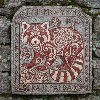 Norse Runic Carving &mdash; a red panda