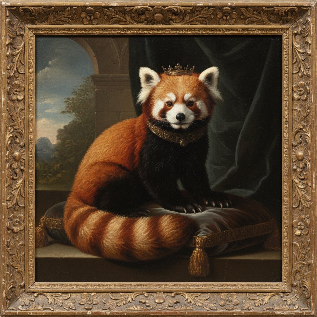 Renaissance oil painting &mdash; a red panda &mdash; generated image