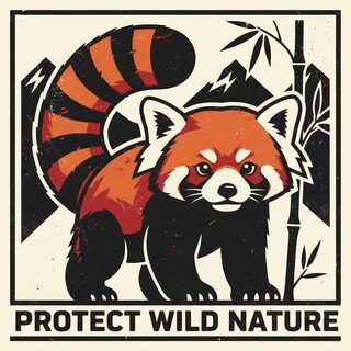 Stencil Graphic Poster &mdash; a red panda