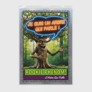 1990s glossy rookie card &mdash; A Tree Speaking Untranslated French