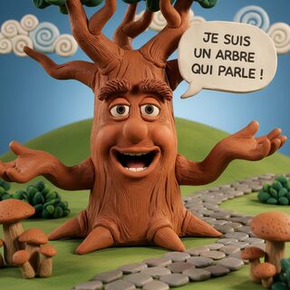 claymation &mdash; A Tree Speaking Untranslated French