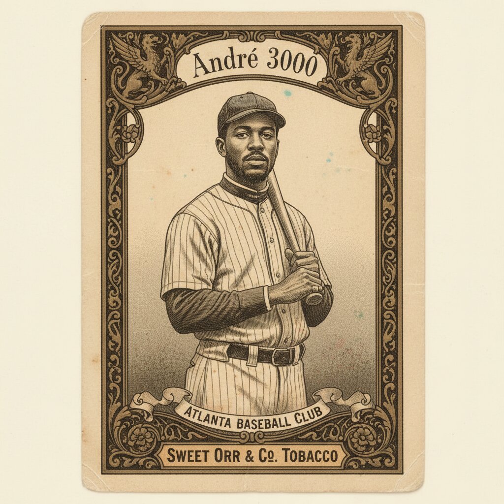 1910s tobacco card &mdash; Andre 3000 &mdash; generated image