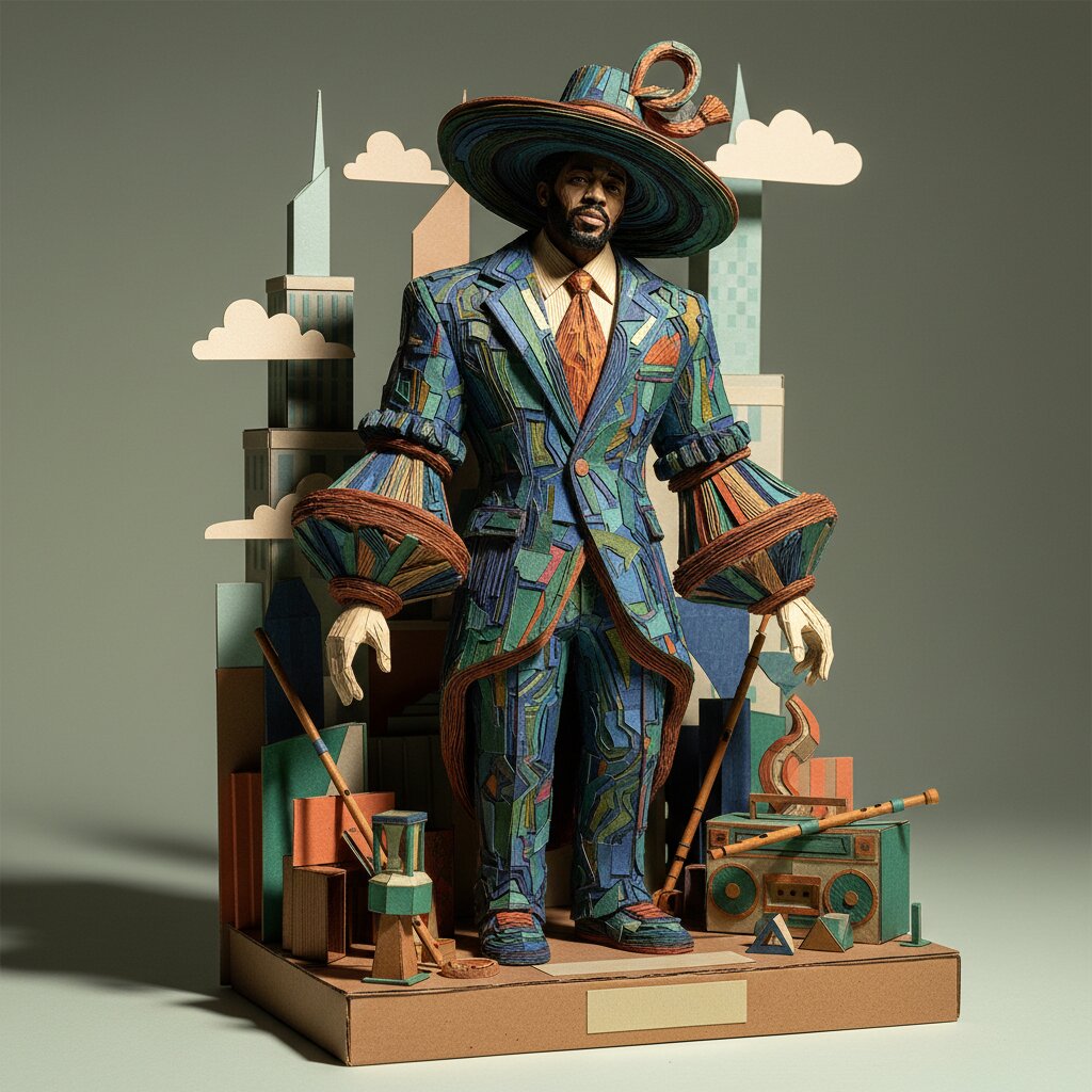 paper-craft &mdash; Andre 3000 &mdash; generated image