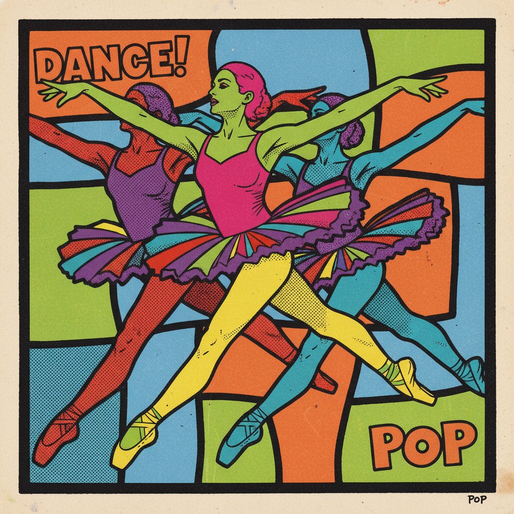 pop art silkscreen &mdash; Ballerina &mdash; generated image