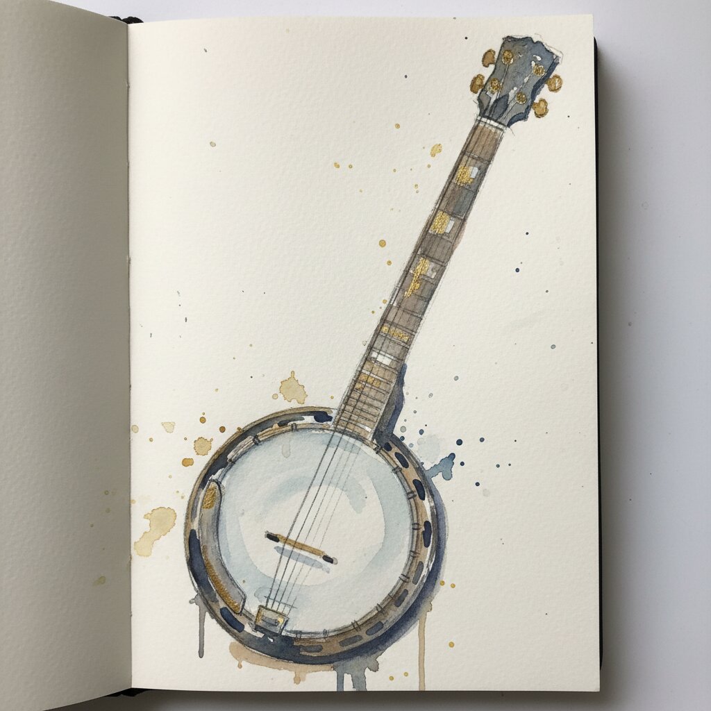 watercolor sketchbook &mdash; banjo &mdash; generated image