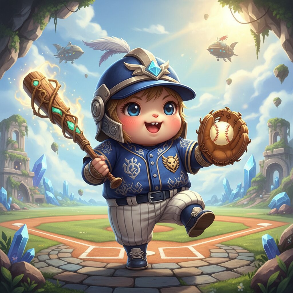 kawaii × FFXI &mdash; Baseball Player &mdash; generated image