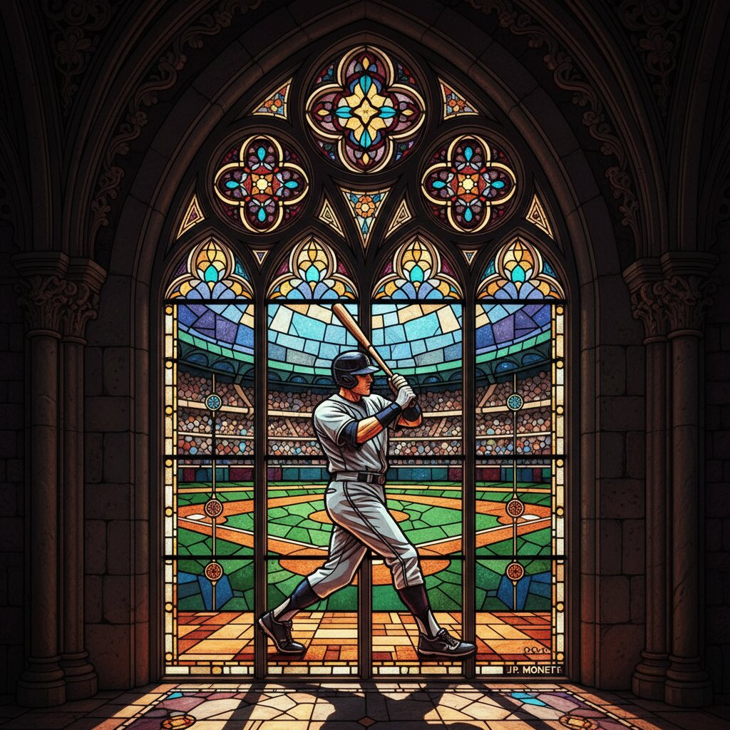 stained glass &mdash; Baseball Player &mdash; generated image