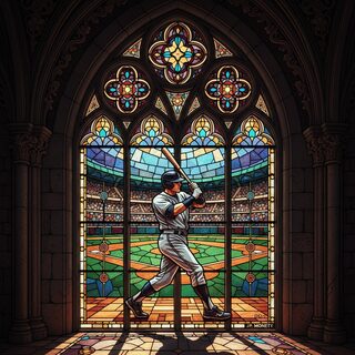stained glass &mdash; Baseball Player