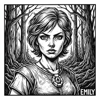 woodcut block print &mdash; Emily