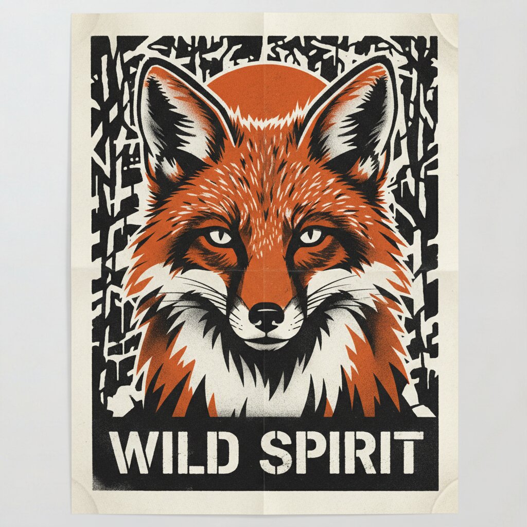 Stencil Graphic Poster &mdash; Fox &mdash; generated image