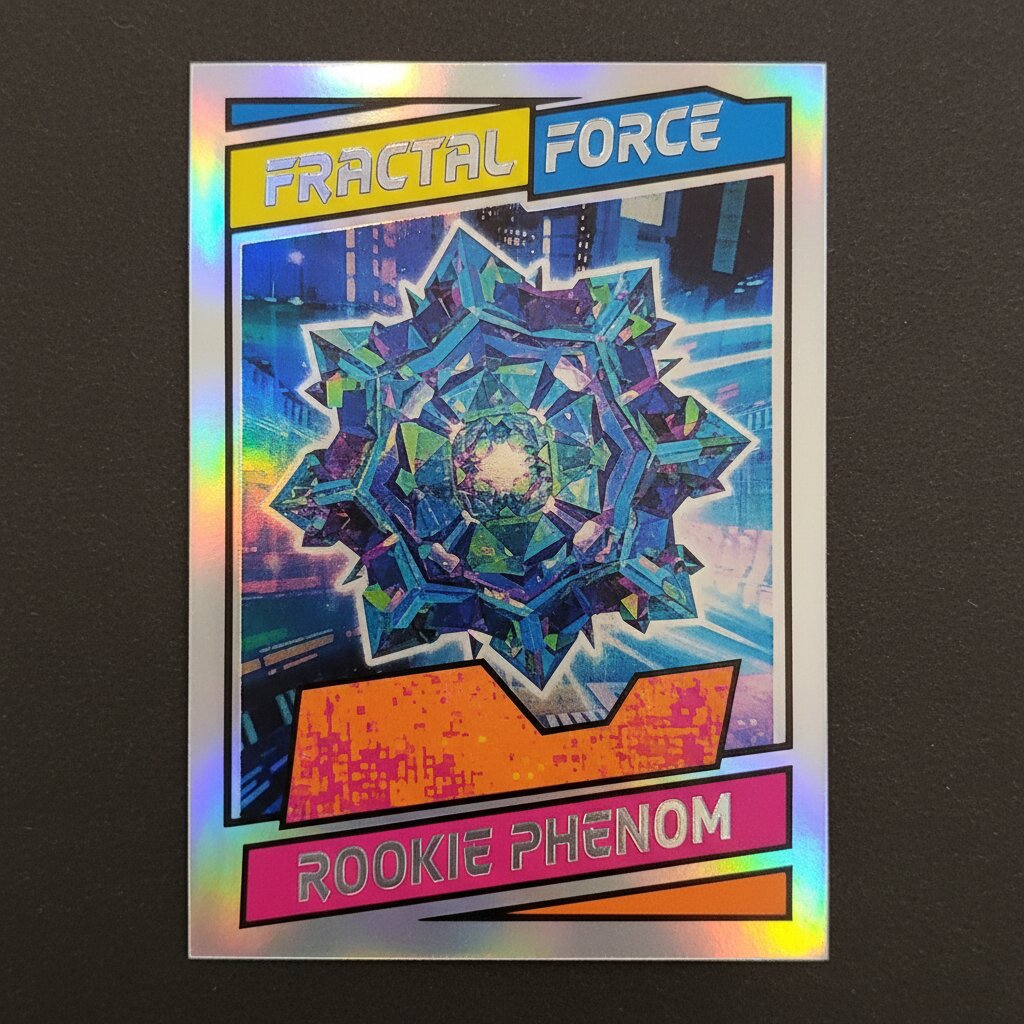 1990s glossy rookie card &mdash; Fractal &mdash; generated image