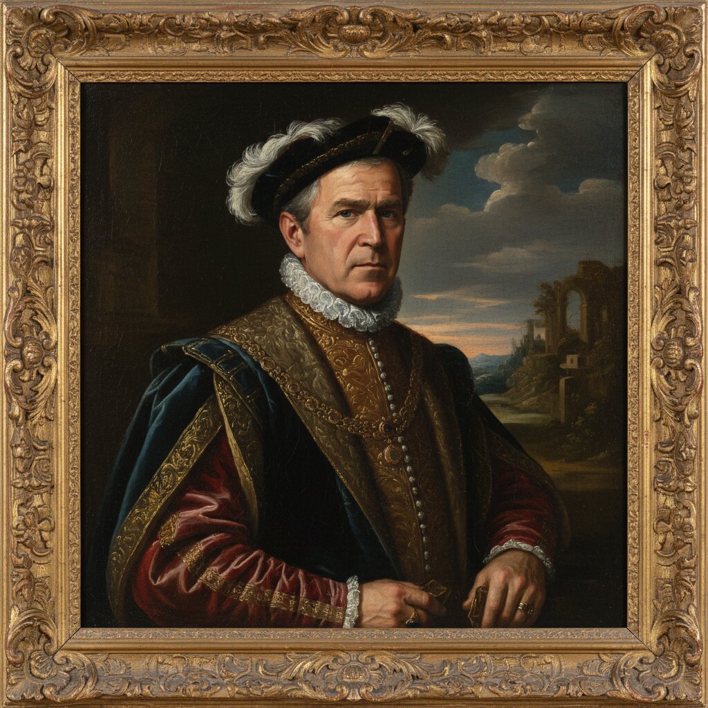 Renaissance oil painting &mdash; George W Bush &mdash; generated image