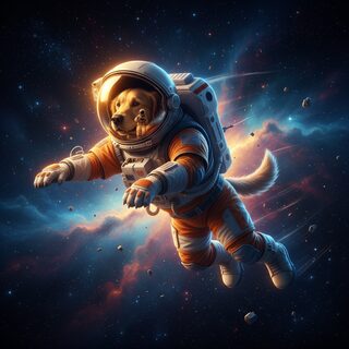outer space &mdash; golden retriever