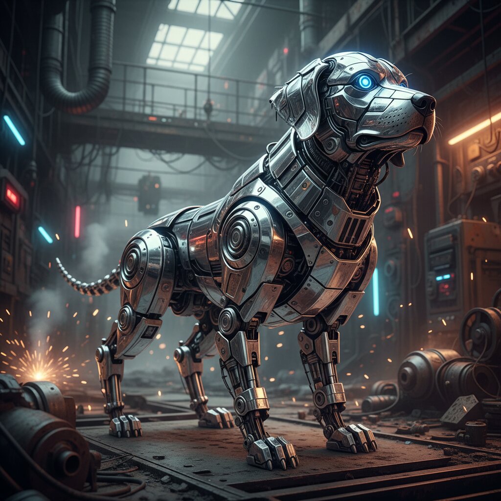 robot &mdash; golden retriever &mdash; generated image