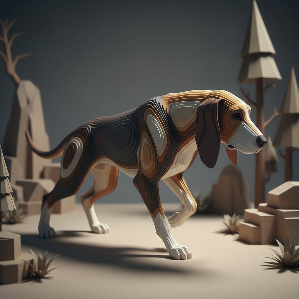 paper-craft &mdash; Hound &mdash; generated image
