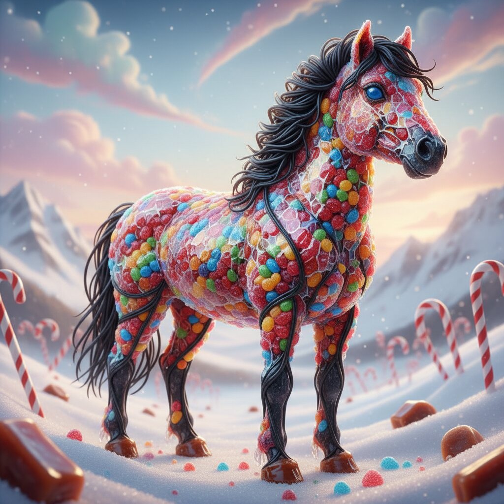 made of candy &mdash; icelandic horse &mdash; generated image