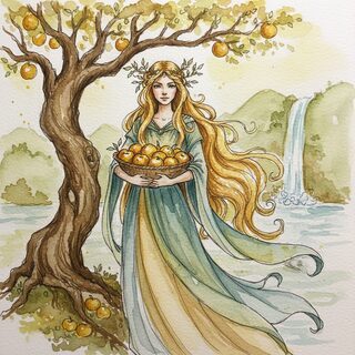 watercolor sketchbook &mdash; Iduna and Her Golden Apples