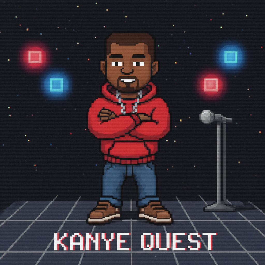 8-bit pixel art &mdash; Kanye West &mdash; generated image