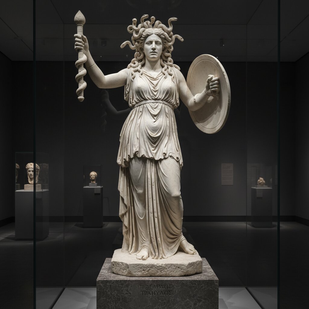 ancient Greek marble statue &mdash; Medusa &mdash; generated image