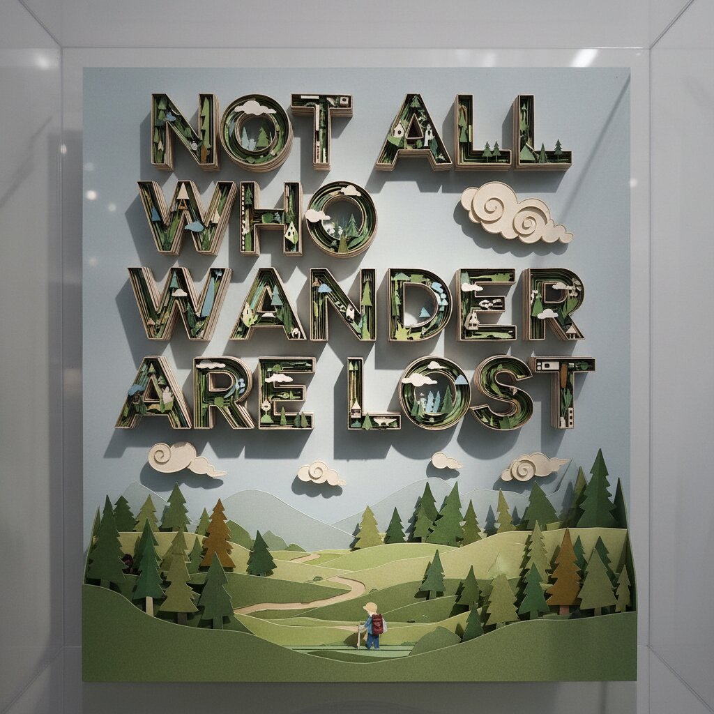 paper-craft &mdash; Not All Who Wander Are Lost &mdash; generated image
