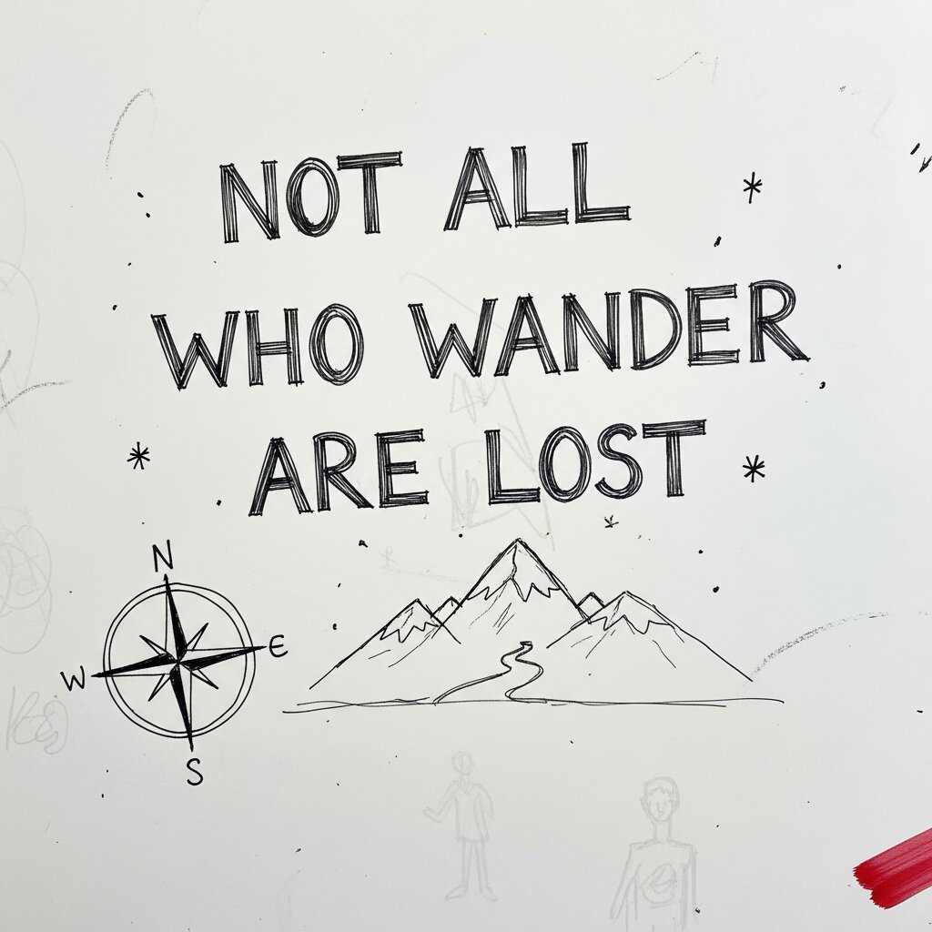 whiteboard &mdash; Not All Who Wander Are Lost &mdash; generated image