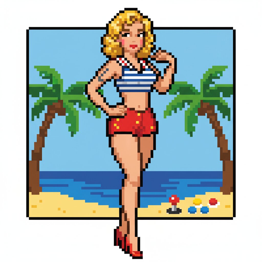 8-bit pixel art &mdash; Pinup Girl &mdash; generated image