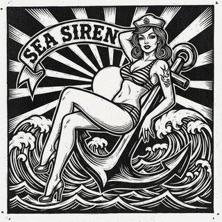 woodcut block print &mdash; Pinup Girl