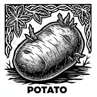 woodcut block print &mdash; Potato
