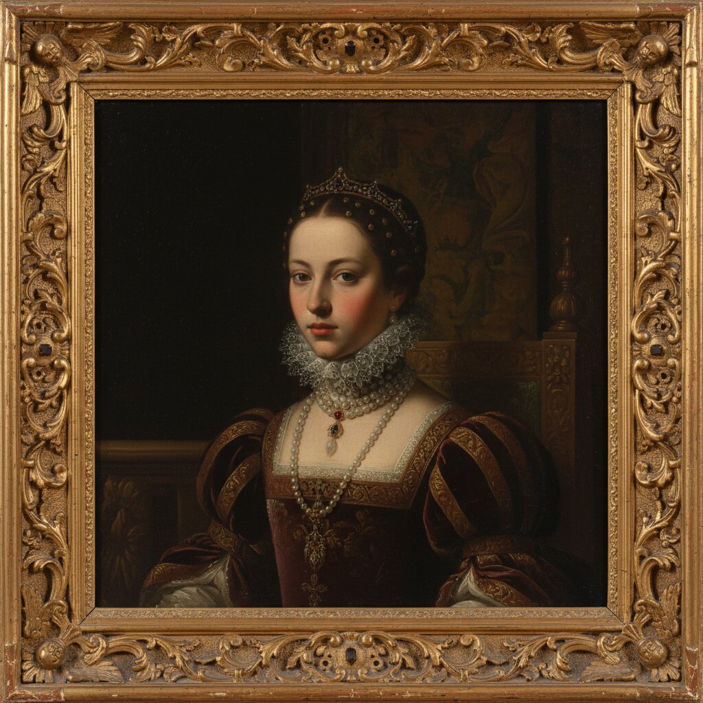 Renaissance oil painting &mdash; princess &mdash; generated image