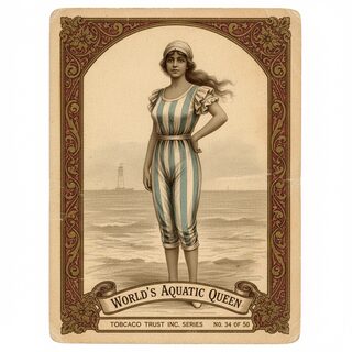 1910s tobacco card &mdash; racially ambiguous swimsuit model