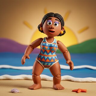 claymation &mdash; racially ambiguous swimsuit model