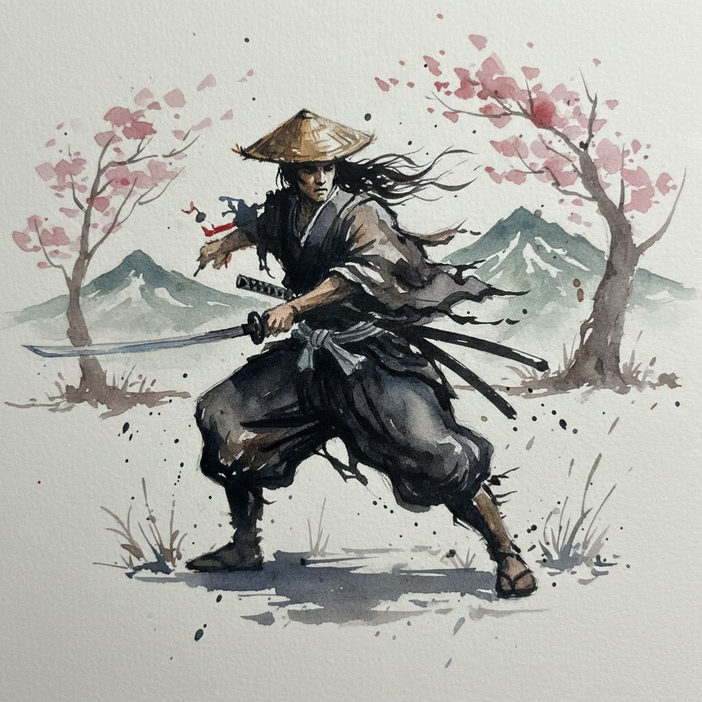 watercolor sketchbook &mdash; Ronin &mdash; generated image