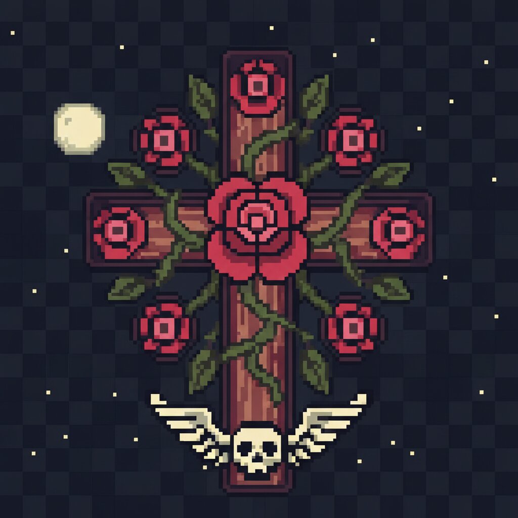 8-bit pixel art &mdash; Rosy Cross &mdash; generated image