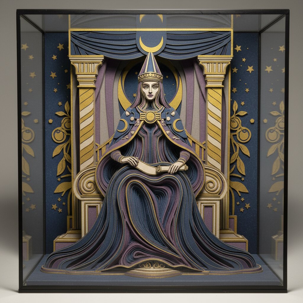 paper-craft &mdash; The High Priestess &mdash; generated image