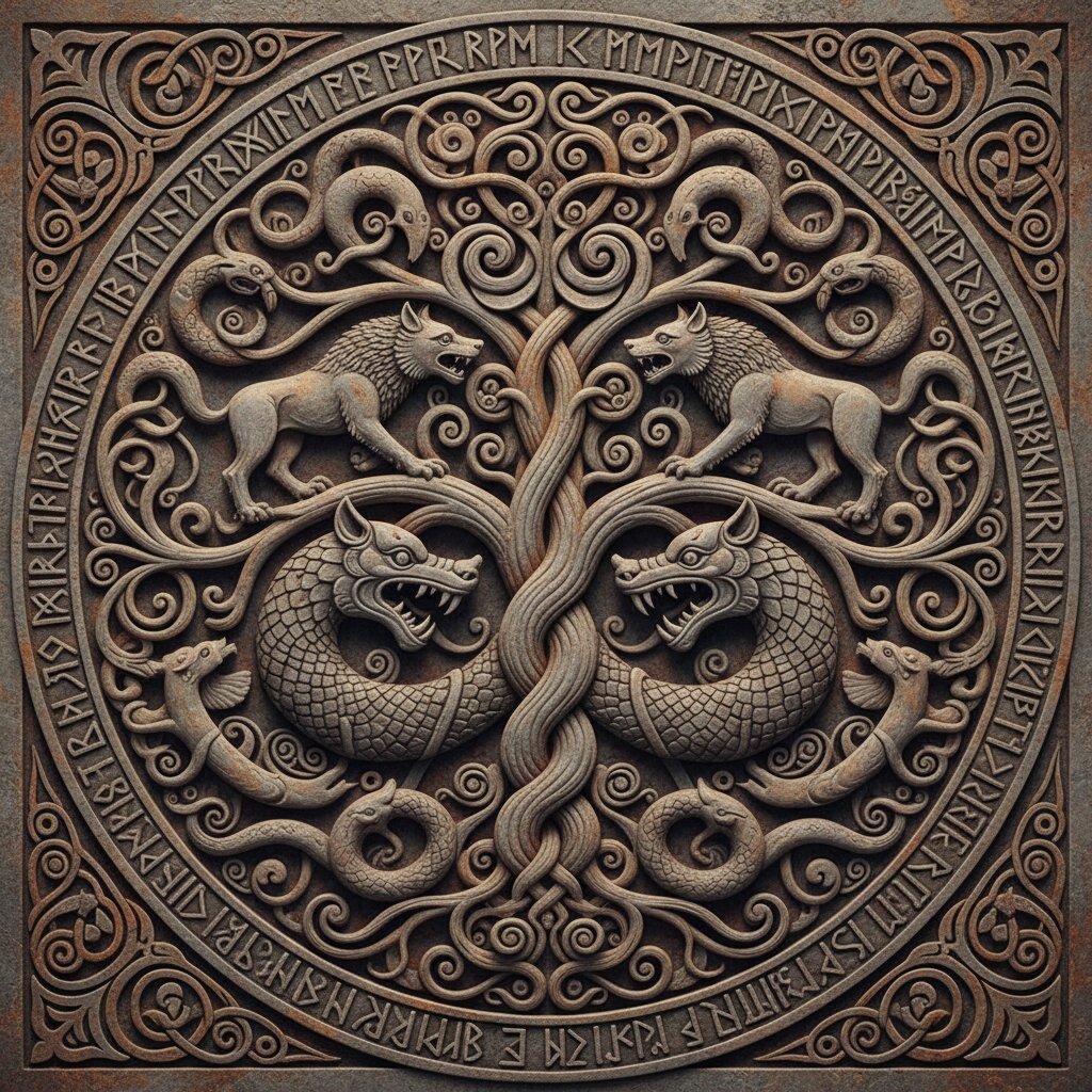Norse Runic Carving &mdash; Tree &mdash; generated image